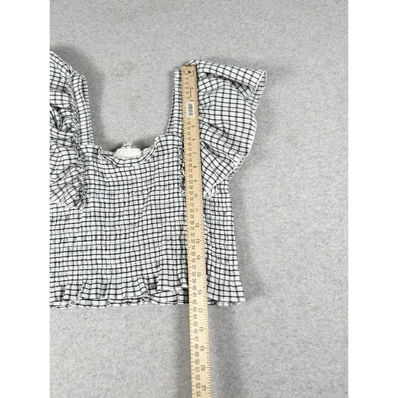 Maeve Anthropologie Shirt Womens Small Checkered Ruffle Smocked Cottagecore - Picture 5 of 6
